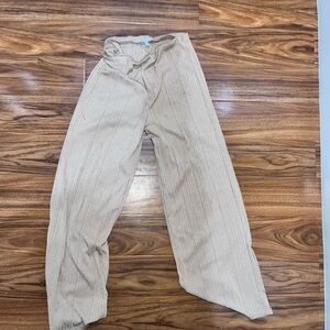 Tan ribbed wide leg Relaxed Fit stretch pants